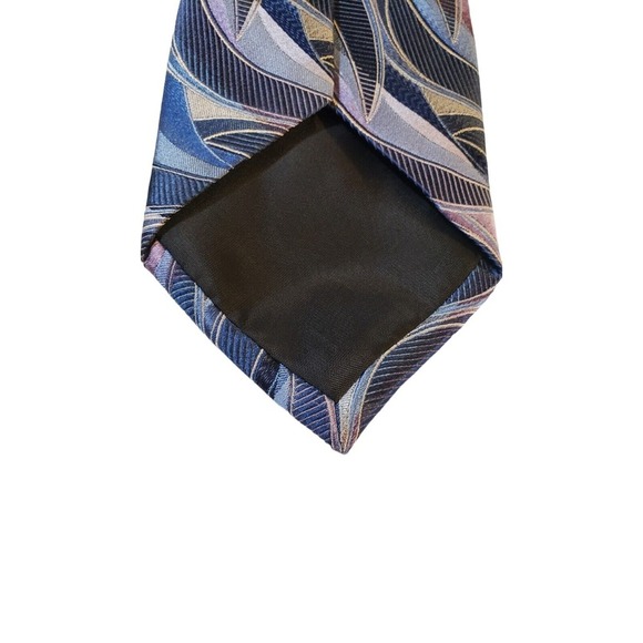 CONCEPTS by Claiborne Men's Silk Necktie Blue Multi Geometric 100% Silk Abstract - Picture 6 of 12